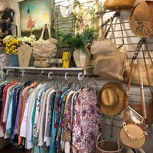 BOHO apparel, jewelry, hats, purses, and treasures on display at Safety Harbor Galleria